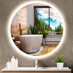 40 Inch Bathroom Round LED Mirror with Lights Backlit 40 Inch Round Bathroom Vanity Mirror for Wall Lighted Vanity Light up Mirror Antifog 3 Color Dimmable Large Circle Bathroom Smart Mirror