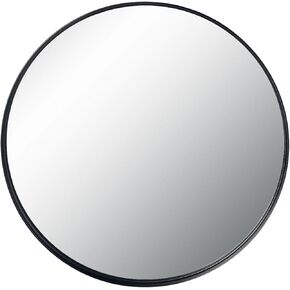 Redlife Tempered Glass Round Wall Mirror, 30 x 30 Inches, Decorative Round Hanging Mirror for Wall Decor, Living Room,Bathroom, Vanity, Entryway - Black Aluminum Alloy Frame, Single Item