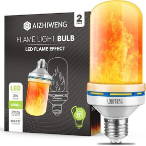 مصابيح إضاءة لهب LED، 4 أوضاع لمبات إضاءة الحريق، لمبة لهب قاعدة E26، زينة عيد الميلاد للمنزل الداخلي والخارجي، مصابيح أضواء عيد الميلاد (أزرق، عبوتان)