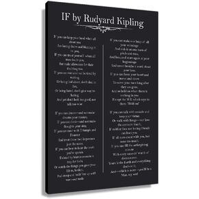 IF You Can Keep Your Head Rudyard KlpIing Poem Motivational Wall Art Quotes Inspirational Canvas Prints Black Poster Picture Modern Decor Painting Framed 12x18 inch(30x45cm)