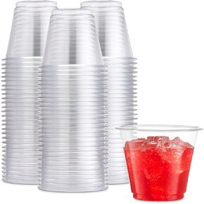 Munfix 250 Pack Clear Plastic Cups, 9 Oz Old Fashioned Tumblers, Disposable Drinking Cups, Bulk Plastic Party Cups for Birthday Parties, Picnics, Ceremonies, and All Events, Recyclable and BPA-Free