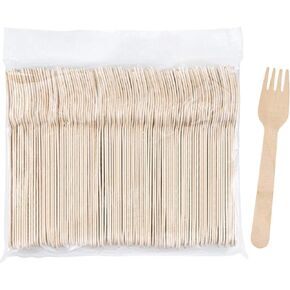 Hedume 300 Pack Disposable Wooden Forks, Biodegradable and Compostable, Party Supplies for Any Graduation, Luau, Tea Party and More