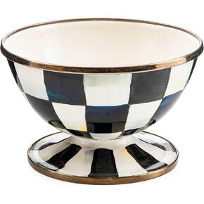 MACKENZIE-CHILDS Enamel Ice Cream Bowl, Serving Bowls for Entertaining, 2-Cup Capacity, Blue-and-White Royal Check