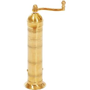Original Greek Pepper Mill, European Style Salt and Pepper Grinder, Brass, 9-Inch