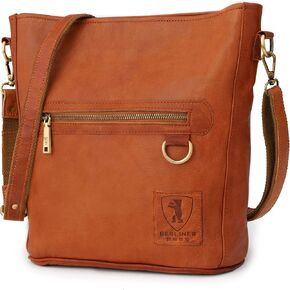 BERLINER BAGS Vintage Leather Shoulder Bag Siena, Crossbody Handbag for Women