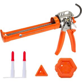 Holothurian Caulking Gun, Caulk Gun No Drip,Sealant Finishing Tool Grout Scraper for Kitchen Bathroom Window Sink Joint, 1/10 Gallon Cartridge, 20:1 Thrust Ratio