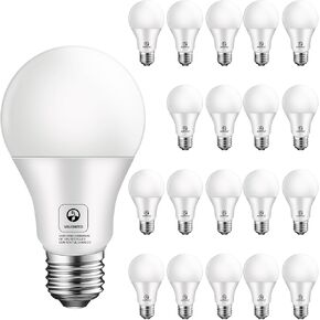 E ENERGETIC LIGHTING A19 LED Bulb 60W, 800LM 8.5W 5000K Non-dimmable, 60 Watt LED Daylight Bulbs, UL Validated, Environmentally Friendly, 20 Packs