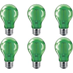 538249 A19 Green Party Bulbs: Filament Glass, 4 (40-Watt Equivalent), E26 Medium Screw Base, Light, 6-Pack, 6 Count
