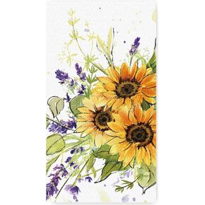 AnyDesign 80 Pack Sunflower Guest Napkins Watercolor Flower Disposable Paper Summer Floral Dinner Hand Napkin for Home Kitchen Bathroom Holiday Party Supplies, 3Ply, 13 x 15.7 Inch (A1790)