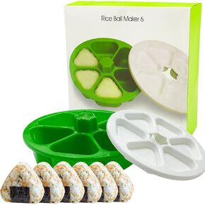 6 in 1 Onigiri Mold Triangle Sushi Mold Multifunctional Rice Ball Mold for Making and Storing Sushi - Once Quickly Make 6pcs Onigiri