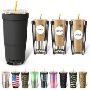 Frostbuddy | To Go Buddy - 30 oz Stainless Steel Vacuum Insulated Tumbler Cup - thermal cups for hot and cold drinks - stainless steel Tumbler Dunkin Cup (Black)