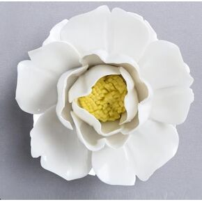 AMERRY Peony 2.76 بوصة ديكور جداري من زهور السيراميك، ديكور معلق على الحائط ثلاثي الأبعاد، منحوتة فنية جدارية ثلاثية الأبعاد مصنوعة يدويًا، ديكور جدار زهرة البورسلين للمنزل، المدخل، غرفة المعيشة، غرفة النوم، المكتب (أبيض)