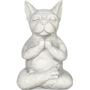French Buddha Bulldog Statue-Cute Funny Zen Animal Tabletop Decor for Home and Garden for Patio Lawn Yard Porch Ornament Garden Gift