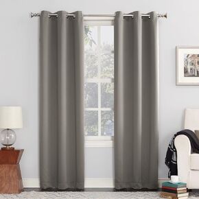 Sun Zero Easton Energy Saving Blackout Grommet Curtain Panel, 40" x 108", Gray
