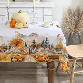Fall Tablecloth 60x84 Inch Rectangle - Harvest Farm Fall Decor for Home - Water Resistant Farmhouse Thanksgiving Table Cloth Rectangle for Party,Dinning,Home