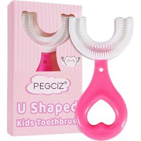 Kids U-Shaped Toothbrush, Toddler Toothbrush Food Grade Soft Silicone Brush Head, Manual Whole Mouth Toothbrush for Kids Age 2-6, 360° Oral Teeth Cleaning Design in Saudi Arabia