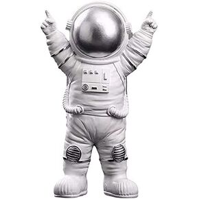 Spaceman Statue Astronaut Figurine Resin Spaceman Model Ornament Astronaut Sculpture for Home Office Desktop Tabletop Decoration - Silver Victory