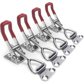 4pcs Toggle Latch Clamp, 304 Stainless Steel Pull Hasp Latches, Quick Release Hand Tool Toggle Clamp for Smoker Lid Jig,Case Trunk,220Lbs Holding Capacity