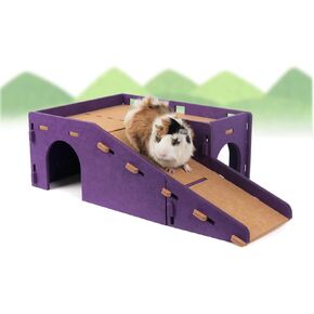YKD Guinea Pig House, Felt Cloth Guinea Pig Hideout Hut with Cave Stairs, Small Animal Hideout for Chinchilla Guinea Pig Bunny Playing Sleeping Hiding (Medium)