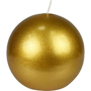 2-Piece Ball Candles, 4-Inch, Metallic Gold