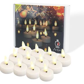 ENERJARY LED Tea Light Candles with Timer Flickering Flame 12pcs Battery Operated Realistic Bright Unscented Tea Light Fake Candles for Romantic Wedding Home Xmas Decor Birthday Halloweens Warm White