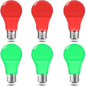 Colored Light Bulbs 9W (60w Equivalent) E26 Base Color Bulb for Halloween Christmas Party Holiday Lighting Blue/Red/Green/Purple/Orange/Pink 6-Pack