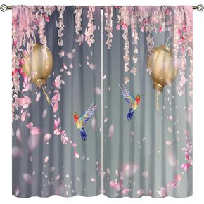 Watercolor Floral Blackout Curtains,Vintage Spring Colorful Botanical Nature Flower Bedroom Curtains Living Room Study,Modern Floral Design Window Treatment 21x45in,2 Panel Set