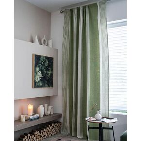 vctops Striped Cotton Linen Window Curtains Farmhouse Country Style Room Darkening Rod Pocket Curtain Panel for Bedroom Living Room, 1 Piece (Navy,59"x71")