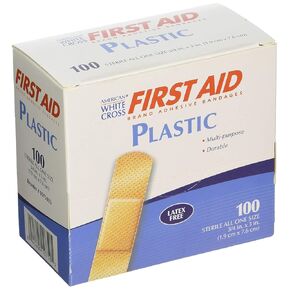 24504 Adhesive Bandages, Plastic Strips, 3/4" Width, 3" Length, Pack of 100