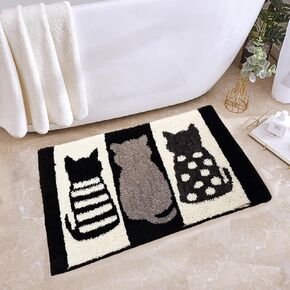 Hi Space Bathroom Rugs Mat 25.6x18IN Cat Bath Mat for Bathroom Non Slip Machine Washable Soft Absorbent Cute Bath Rug Plush Bath Carpet for Tub Shower Sink Fluffy Entryway Doormat