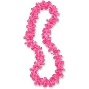 White Flower Plastic Lei - 40" - Vibrant & Festive Hawaiian Necklace - Perfect for Luau, Party, Tropical Theme