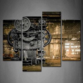 Steampunk Wall Art Industrial Picture Machine Old Factory Painting Print On Canvas The Picture for Living Room Home Modern Decoration