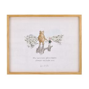 Disney Winnie The Pooh - Classic Pooh "My Sweetest Adventures Always Include You" with Piglet Natural Pine Wood Framed Art Canvas Wall Décor