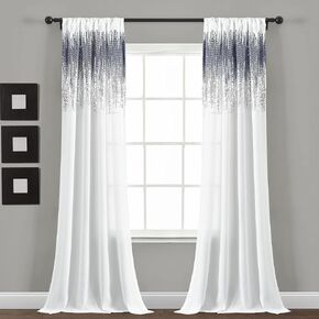 Lush Decor Shimmer Sequins Window Curtain Panel Pair, 84" L x 42" W, Dark Gray & Black