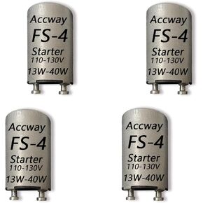Aluminum Housing FS-4 Fluorescent Bulb Starter 13-40Watts, Preheat Fluorescent Bulbs Starter with Condenser 13W, 30W,32W,40W 4Pack