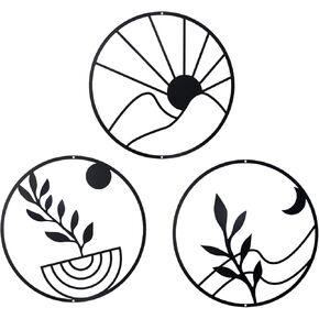 OYEFLY 3 PCS Boho Black Metal Wall Decor,Black Boho Metal Wall Art (Black, Arch 11in) in Kuwait