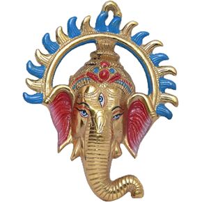 PARIJAT HANDICRAFT Metal om Ganesha Idol Metal Wall Hanging Statue for Wall Decor Door Decor or Gift for Someone.