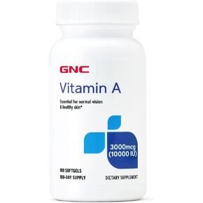 GNC Vitamin A 3000mcg (10000IU), 180 Softgels, Promotes Normal Vision and Healthy Skin