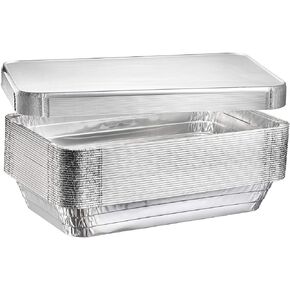 Full Size Deep Steam Aluminum Table Pans - Disposable to go Foil Pans for Chafing, Baking, Storing and Catering Containers (21" x 13" x 3") (10, With Lids)