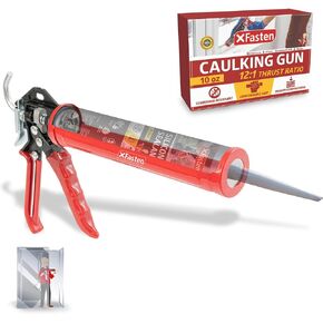 XFasten No Drip Caulk Gun for 10 oz Tube 12:1 Thrust Ratio Drip Free Caulking Gun, Ergonomic Grip Hand Caulk Gun No Drip Silicone Gun, Compact Caulking Gun No Drip, Sealant Gun Caulk Dispenser