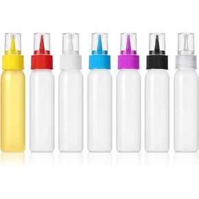 RONRONS Squeeze Writing Bottles, 2oz Small Condiment Squeeze Icing Bottles for Salad Cookie Ice Cream sauces Decorating Cake Sugar, Frosting Ketchup Supplies (7 colors)