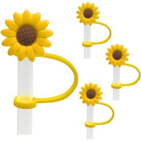 4 Pcs Drinking Straw Dispensers Sunflower Straw Plug Reusable Splash Proof Plugs Kitchen Tool Straw Tips Cover Silicone Cup Accessory Drinking Dust Cap