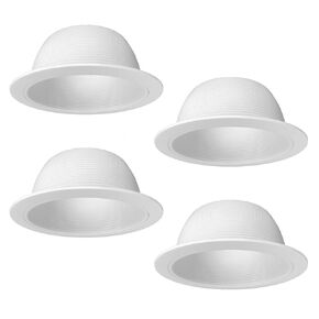 [12-Pack] 6" Metal Recessed Can Light Trim Cover, Step Baffle with Ring, White (Trim Only, Bulb Not Included)