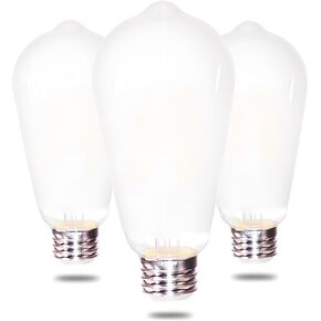 Vintage LED Bulbs ST64 6W Equivalent 60W, 2700K Warm White 800lm Dimmable Brightness LED Light Bulbs with E26 Base and Frosted Glass Cover, Pack of 3 (2700K, 6W)