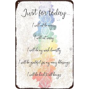 AOWOTU Just for Today I Will Not Be Angry Life Principles Reiki Chakra Healing Yoga Zen Room Retro Tin Sign Vintage Art Home Bar Garage Cafe Shop Wall Decor Metal Plaque 8x12 Inch