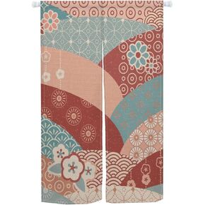 Leowefowa Traditional Japanese Noren Doorway Curtain Long Type Japanese Door Curtain Window Treatment Door Tapestry for Home Decoration Polyester 33.5" Width x 47.2" Long (Flowers Pattern Printed)
