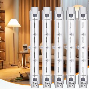 R7S 118MM T3 500W Bulb, 5 Pack Long Lasting R7S Halogen Bulb Dimmable, R7S 500W 120V Bulb with R7S Base 2800K Warm White, R7S Bulb 118MM T3 for Work, Security, Landscape Lights, Floor Lamps
