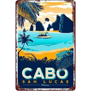 Retro Funny Metal Tin Sign,Cabo San Lucas ,for Men Women Wall Art Decor for Home Bars Clubs Cafes 8x12 Inch
