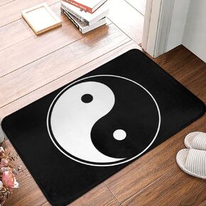 Funny Black and White Yin and Yang Indoor Doormat Welcome Front Door Mats Entryway Bath Rugs Non-Slip Absorbent Area Rugs Resist Dirt Carpet for Room Decor 16" x 24"