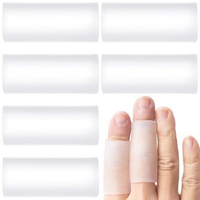 PAGOW 6pcs Silicone Finger Sleeves, Gel Finger Cots, Finger Support Protectors, Finger Covers Finger Caps for Arthritis Cracking Trigger Finger Pain Relief